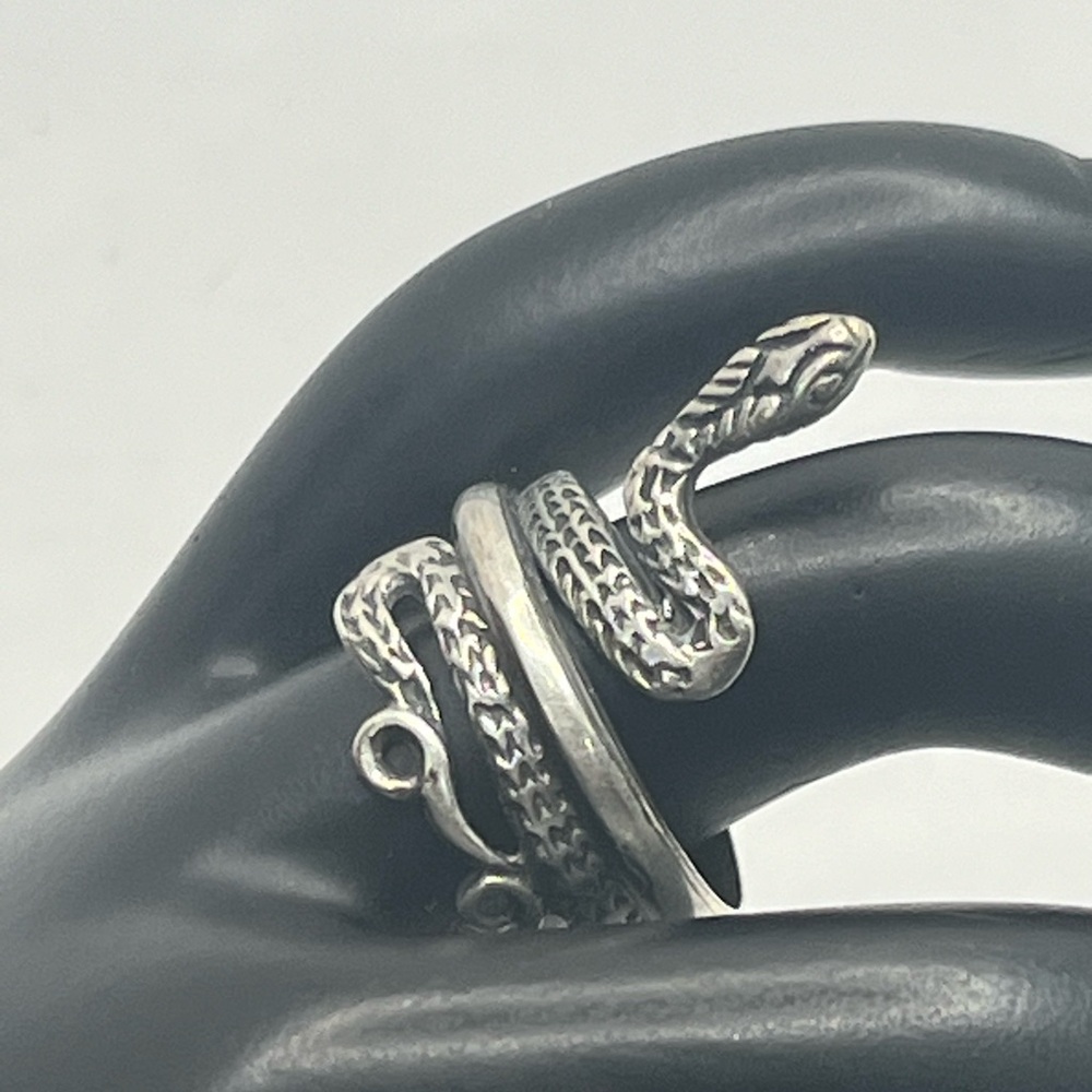 Snake serpent reptile wrap coiled ring sterling silver size 7 vintage - Picture 3 of 16